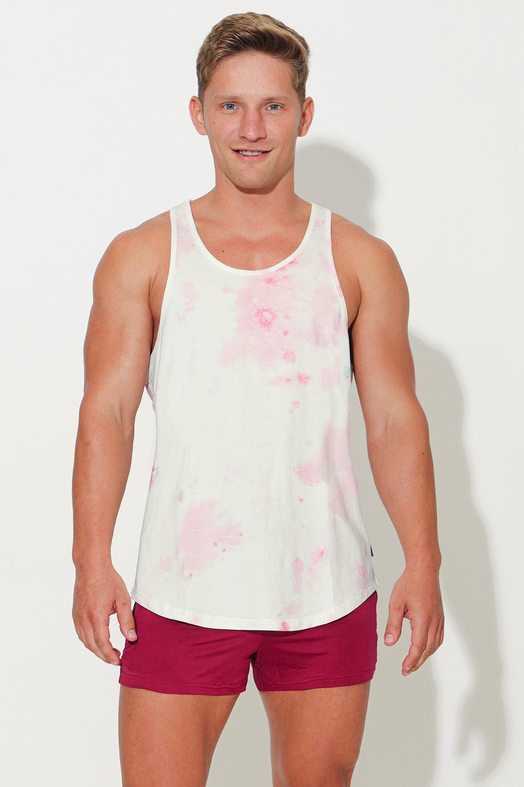 Feel-Me Scoop Bottom Tank - Pink Tie Dye - JJ Malibu