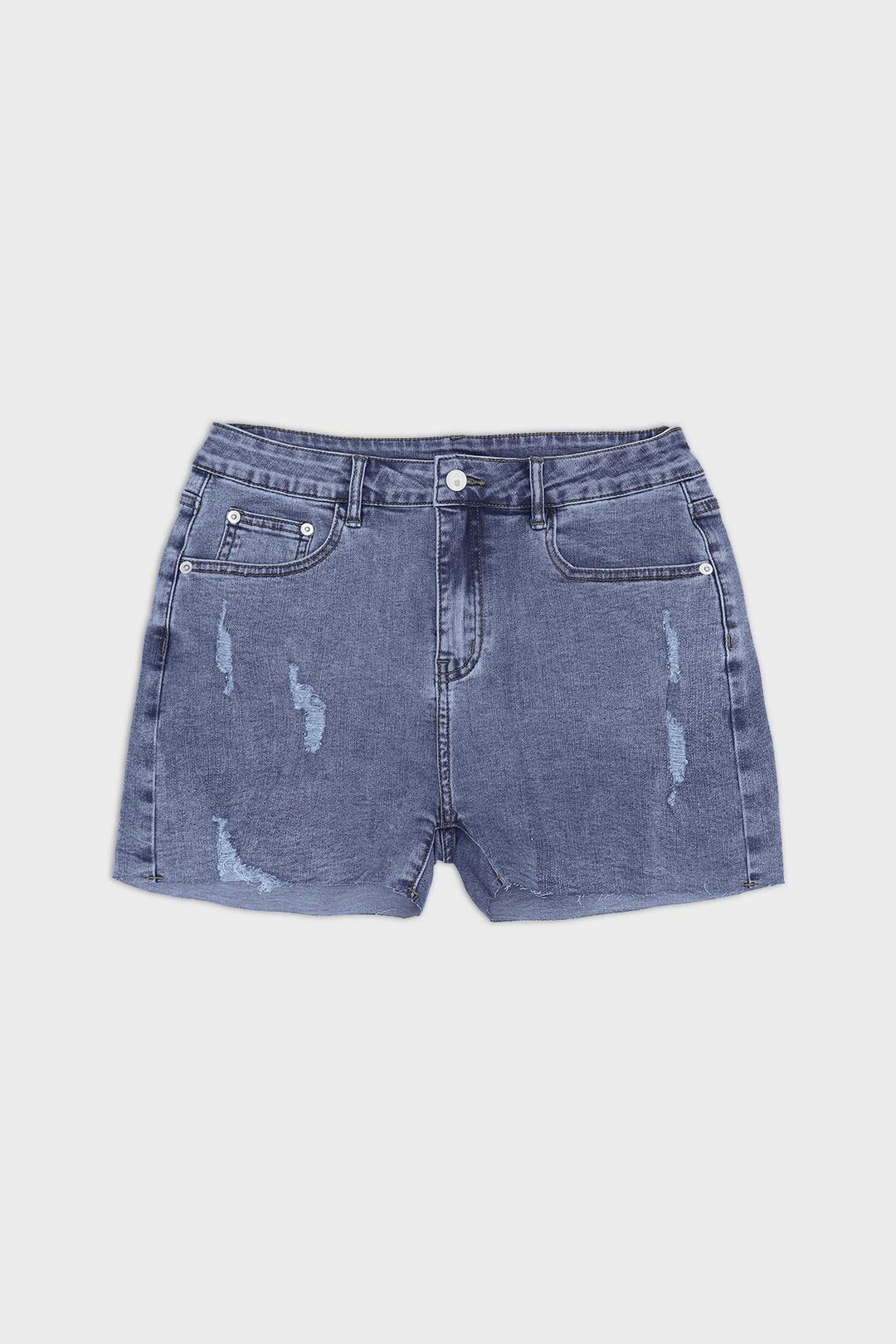 Rockstar Raw Cut 2.5" Denim Short Shorts - Washed Blue - JJ Malibu