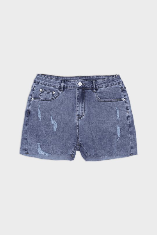 Rockstar Raw Cut 2.5" Denim Short Shorts - Washed Blue - JJ Malibu