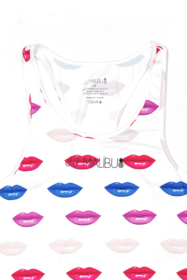 Feel Me Scoop Bottom Tank - Lips - JJ Malibu