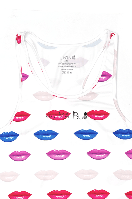 Feel Me Scoop Bottom Tank - Lips - JJ Malibu
