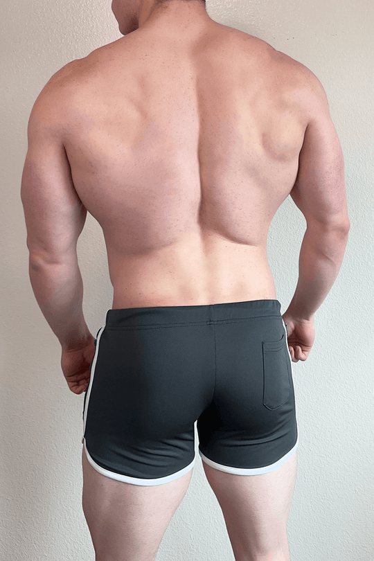 For the Night Drawstring Gym Short Shorts - Gray - JJ Malibu