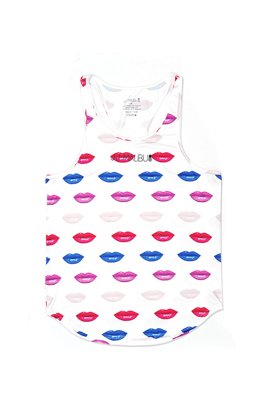 Feel Me Scoop Bottom Tank - Lips - JJ Malibu