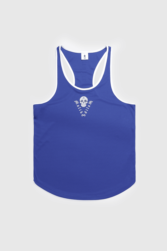 Chaos Dri Fit White Trim Tank Top - Dark Blue w/ Skull Design - JJ Malibu
