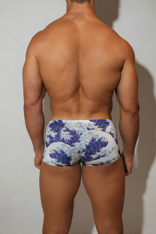 Come-Over Silky Seamless Boxer Briefs - Crashing Waves