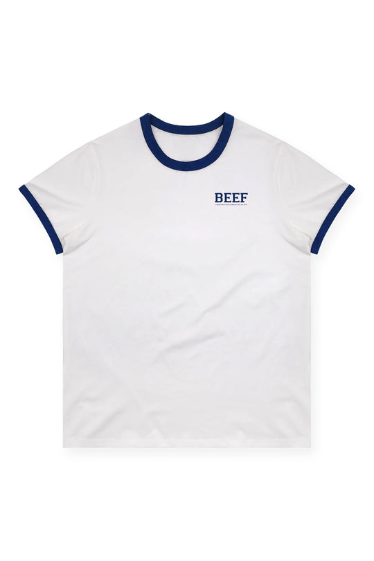 Field Day Ringer Tee - White w/ Blue Trim